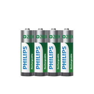 【PHILIPS】低自放鎳氫充電電池 AA 3號(2000mAh  4入)