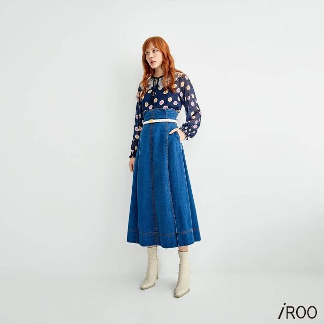 【iROO】復古彩點雪紡上衣