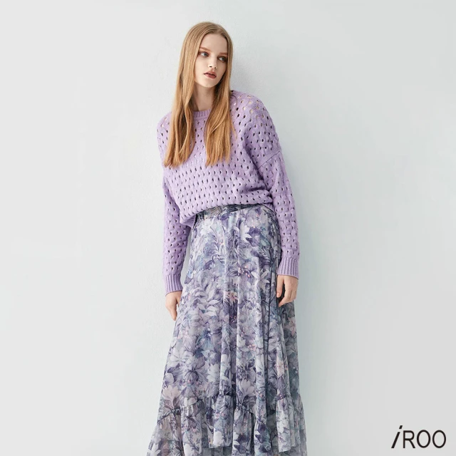 iROO 光澤感透明蔥紗針織上衣好評推薦