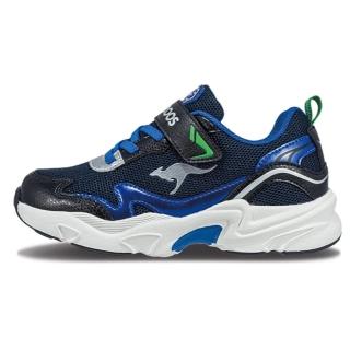 【KangaROOS】美國袋鼠鞋 童鞋 WAVY 千禧復古老爹童鞋/運動/穿搭/生活 黑藍(KK41810)