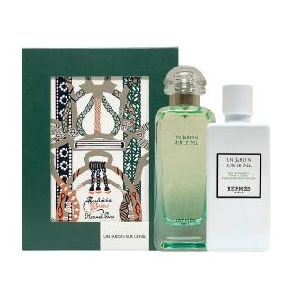 【Hermes 愛馬仕】Un Jardin Sur Le Nil 尼羅河花園禮盒-淡香水 EDT 100ml+身體乳80ml(平行輸入)