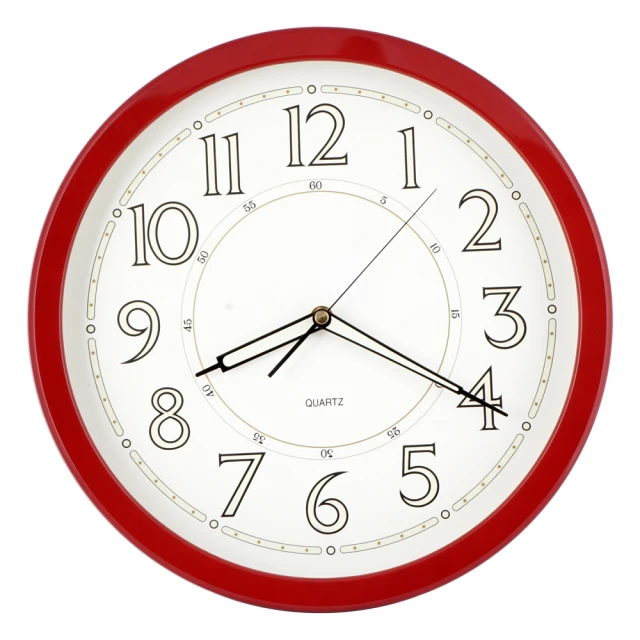 JUSTIME 鐘情坊 16吋 日系簡約易讀 仿紅大理石框 