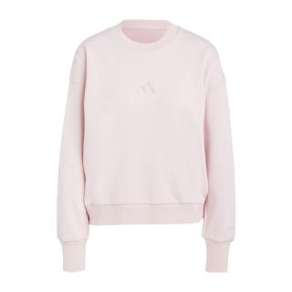 【adidas 愛迪達】W ALL SZN SWT 女 長袖 上衣 大學T 運動 休閒 寬鬆 保暖 舒適 淺粉(IY6753)