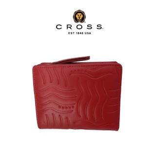 【CROSS】頂級小牛皮美國精神女用短夾皮夾(紅色)