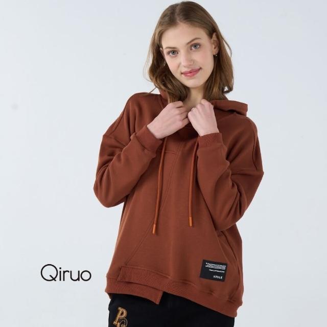 【Qiruo 奇若名品】秋冬專櫃咖啡色上衣3094A 連帽款(M-XL)