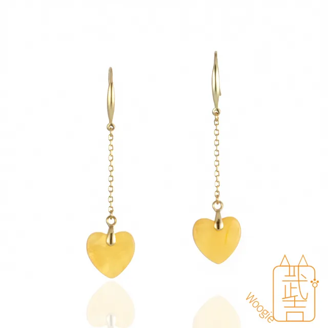 【Woogie武吉珠寶】琥珀蜜蠟精品蜜蠟耳環(愛心蜜蠟12mm)