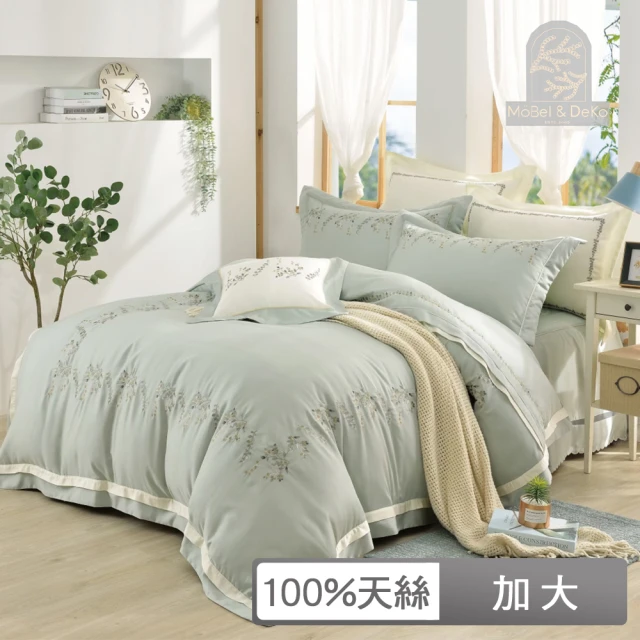 DeKoDeKo岱珂 300織頂級刺繡純天絲兩用被床包組(靜謐叢林-雙人加大)