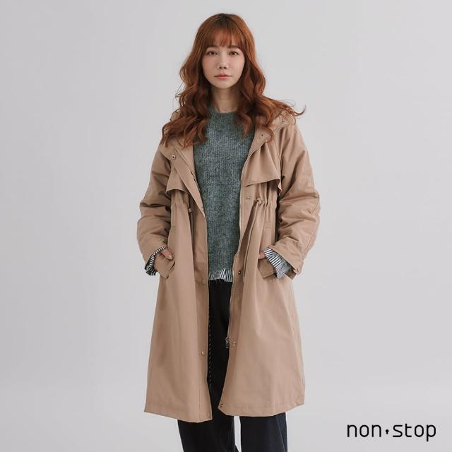 【non-stop】休閒保暖連帽鋪棉風衣外套-2色