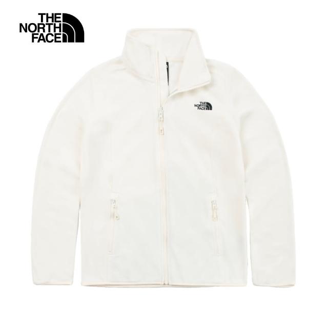 【The North Face 官方旗艦】北面女款白色舒適保暖抓絨外套｜8DFE4HP