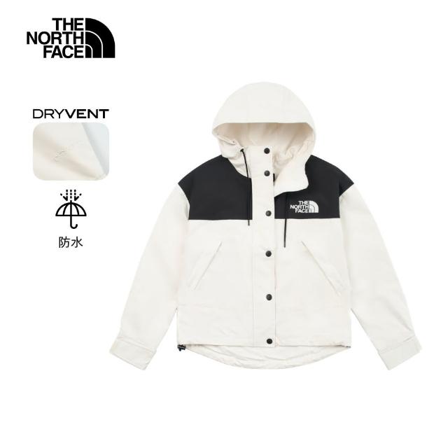 【The North Face 官方旗艦】北面女款米白色DryVent防水透氣衝鋒衣｜8DGKROU(外套)