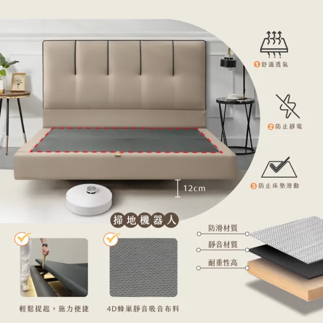 【IHouse】奶油夾心 雙大6尺 房間2件組(貓抓皮床片+懸浮床)