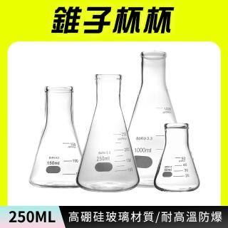 【MASTER】玻璃杯 250ml 錐形瓶 三角燒瓶 展示罐 裝飾瓶 刻度燒杯 5-GCD250(花瓶擺件 圓底燒瓶 花瓶北歐)