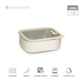 【MASIONS 美心】PLUSH 活悅 可微波 頂級不鏽鋼矽膠玻璃蓋抗刮耐磨保鮮盒(1200ml)