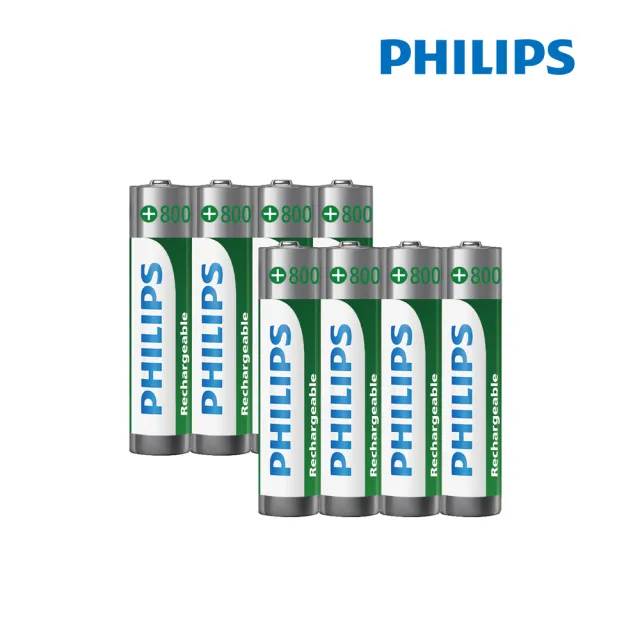 【PHILIPS】低自放鎳氫充電電池AAA 4號 800mAh  共8顆(4入*2)