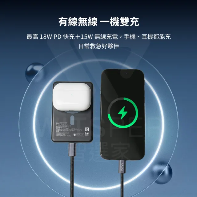 【MUDZ】MagCharge Nebula Slate 5000mAh超薄磁吸無線行動電源SX-Q60