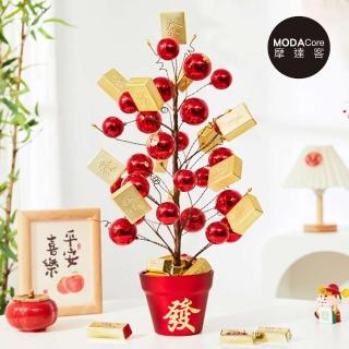 【摩達客】春節開運招財☆35cm紅福招財麻將金磚發財樹擺飾