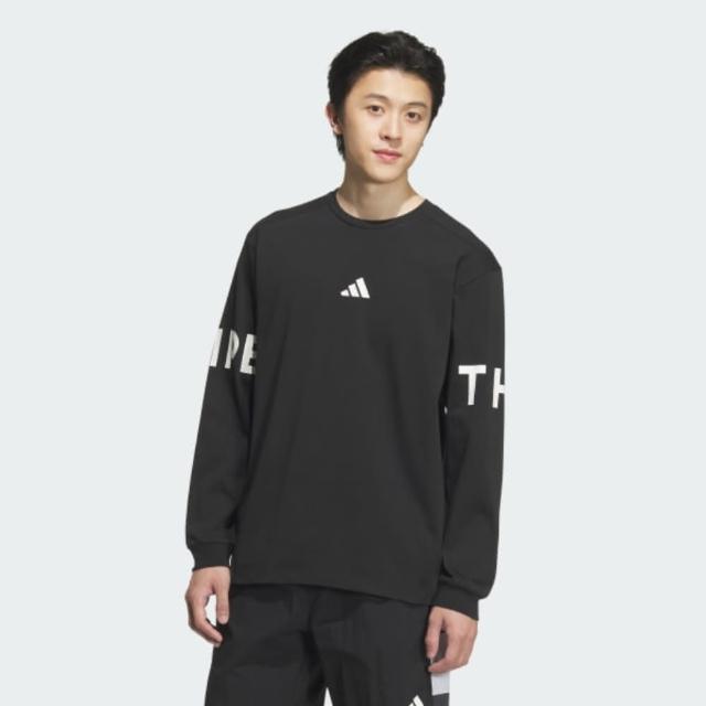 【adidas 愛迪達】長袖上衣 男 運動 WORD LS TEE 黑 JM2076