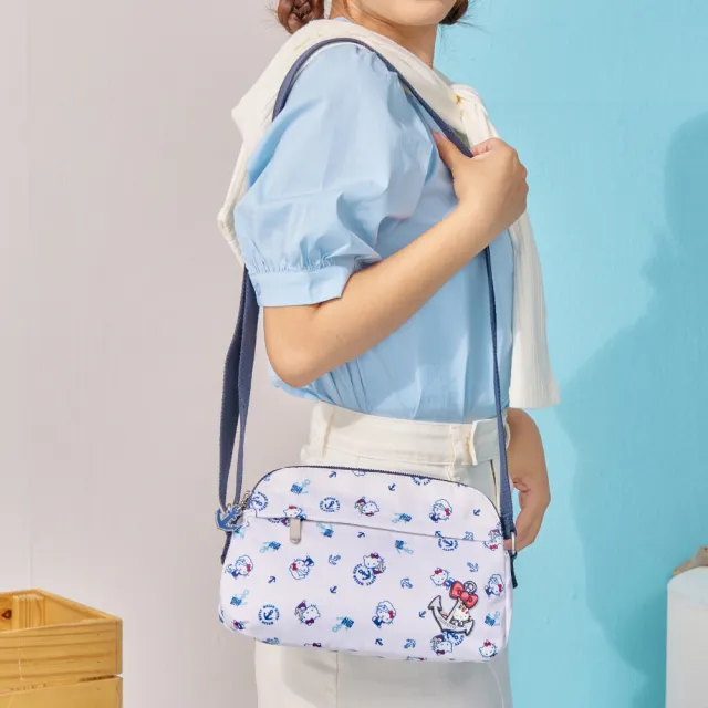 【HELLO KITTY】雙11 皇家航海-雙拉鍊側背包-白(KT03J07WT)