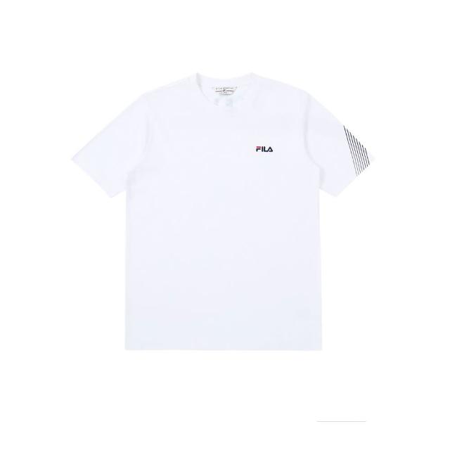 【FILA官方直營】#Be part of the 男款 純棉短袖圓領T恤 上衣-白(1TEZ-1405-WT)