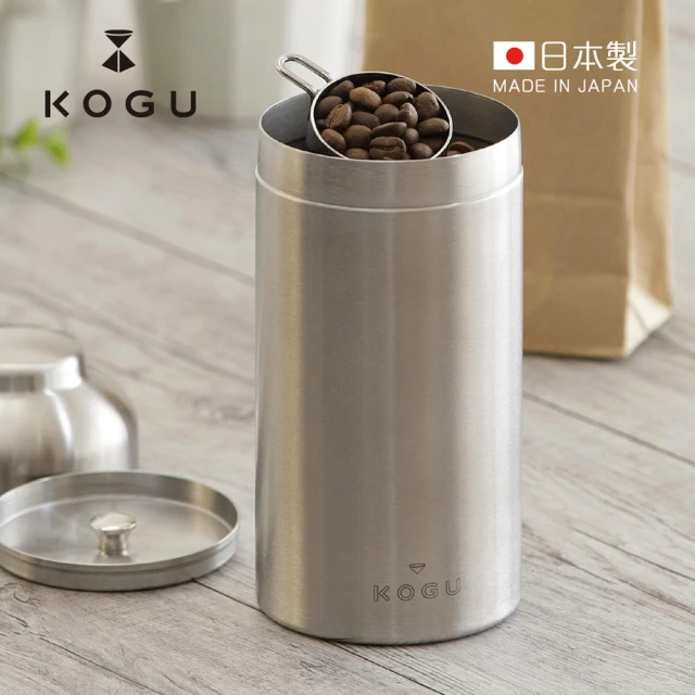 KOGU 珈琲考具 日製18-8不鏽鋼儲豆罐-附量匙10g-720ml(咖啡保存罐/咖啡保鮮罐/咖啡收納罐)