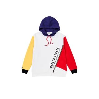 【FILA官方直營】#Be part of the 女款 撞色拼接長袖連帽T恤 上衣(5TEZ-1433-WT)