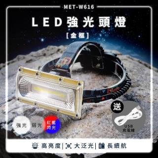 超強光 LED強光頭燈 頭戴式照明燈 管道維修燈 戶外燈 修車工作燈 夜遊頭燈 登山頭燈 金色款W616