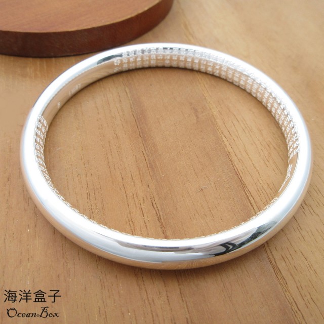 【海洋盒子】31.34g。7MM寬亮面保平安內蓮花心經999足銀純銀手環.直接套入(附贈禮盒)