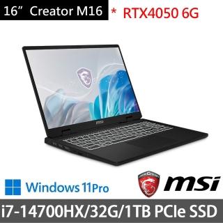 【MSI 微星】特仕版 16吋i7電競(Creator M16 HX/i7-14700HX/16G+16G/1TB/RTX4050 6G/Win11P/C14VEG-042TW)