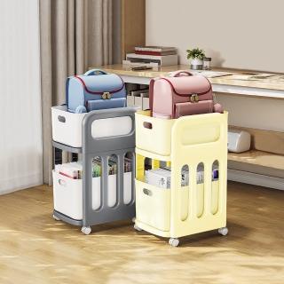 【RoLife 簡約生活】柵欄款書櫃置物架推車-2層款(二層/萬向輪/收納/書架/書包)