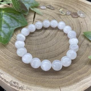 【Cozy 世界水晶原礦與茶】透石膏手珠10mm 06-1(能量淨化冥想與療癒)