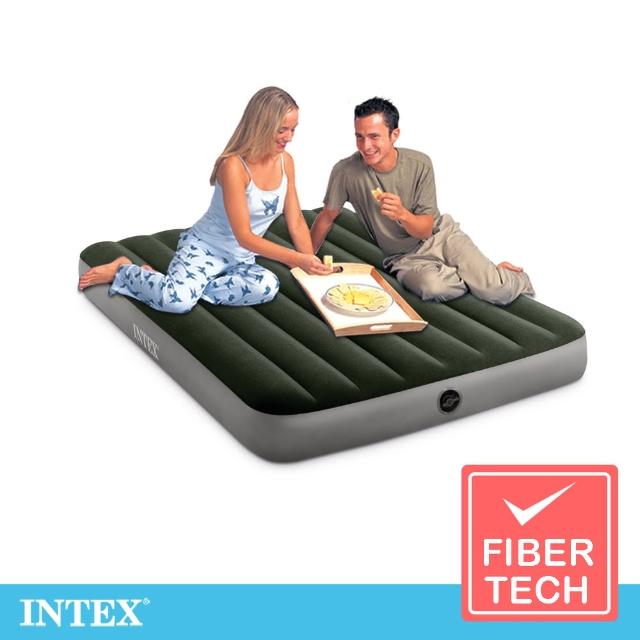 【INTEX】經典雙人fiber-tech充氣床墊_綠絨-寬137cm(64108)