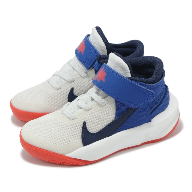 NIKE 耐吉 籃球鞋 Team Hustle D 10 F NIKE 耐吉 籃球鞋 Team Hustle D 10 Flyease PS 中童 白 藍 中筒 運動鞋 魔鬼氈(DD7302-103)