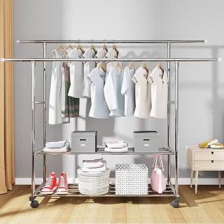 【品屋】不鏽鋼曬衣架雙桿240cm(伸縮曬衣桿 晾衣架 衣架 高低款衣架)