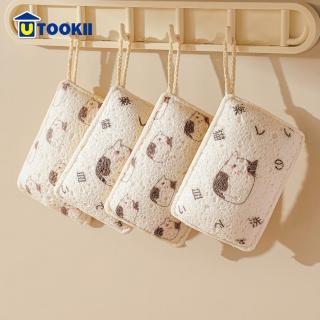 【UTOOKII】貓咪印花木漿棉/絲瓜絡雙面菜瓜布-1個入-2款可選(海綿/洗碗布/洗碗海綿/洗碗刷/海綿菜瓜布)