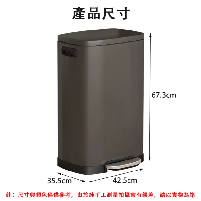不鏽鋼加厚腳踏式垃圾桶 靜音定蓋 自動緩降裝置(50L大容量垃圾桶 內外雙桶垃圾桶)