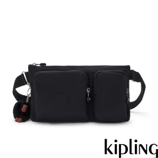 【KIPLING官方旗艦館】率性曜石黑雙前袋兩用腰包肩揹包-PRESTO UP