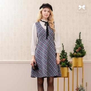 【Iris Girls 艾莉詩】冬日手札格紋背心洋裝-2色(45655)