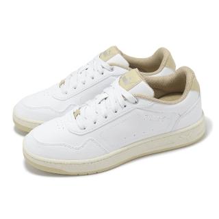 【PUMA】休閒鞋 Court Classy 女鞋 白 卡其 奶茶 皮革 復古 小白鞋(395021-16)
