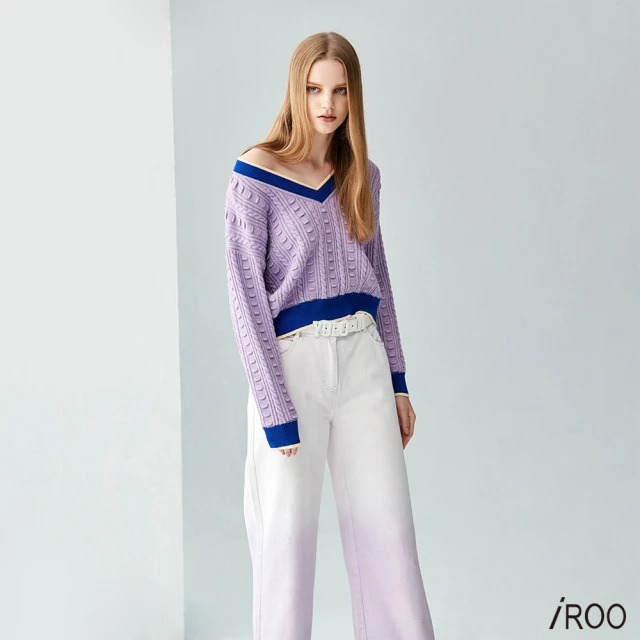 iROO 薰衣草色針織上衣折扣推薦