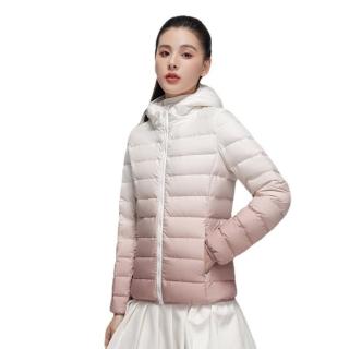 【巴黎精品】現貨+預購 真羽絨90%鴨絨輕羽絨外套羽絨衣夾克(保暖連帽漸層變色修身女外套4色a1hd14)