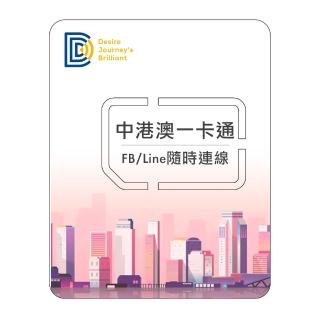 【DJB SIM】中港澳5天 4G高速上網 每日1GB流量超過降速(即插即用 免翻牆)