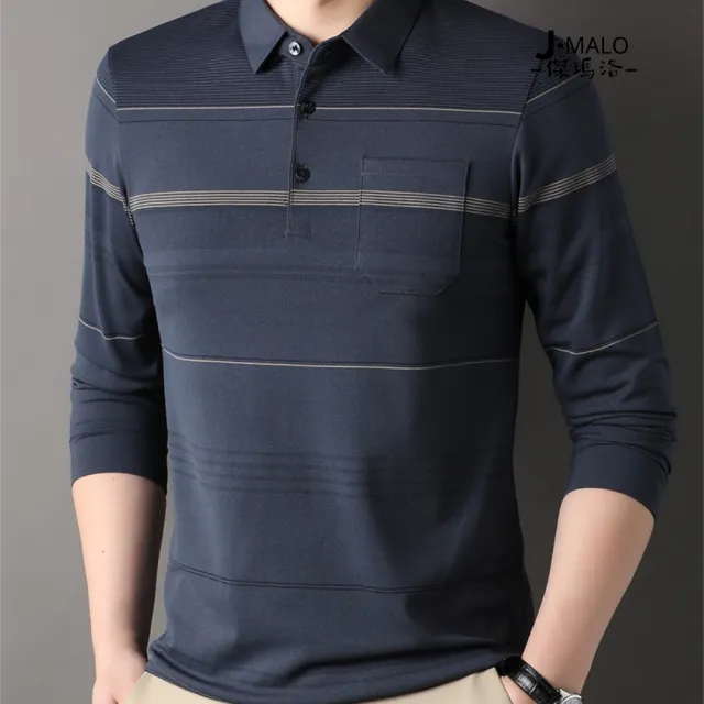 【J.Malo】冬季簡約風長袖polo衫(polo衫 長袖polo衫 男長袖polo衫 精緻刺繡 舒適棉質)