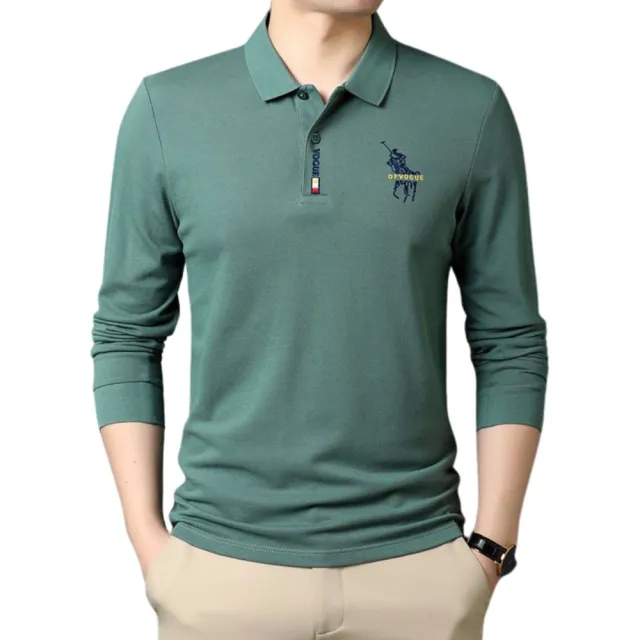 【J.Malo】冬季簡約風長袖polo衫(polo衫 長袖polo衫 男長袖polo衫 精緻刺繡 舒適棉質)