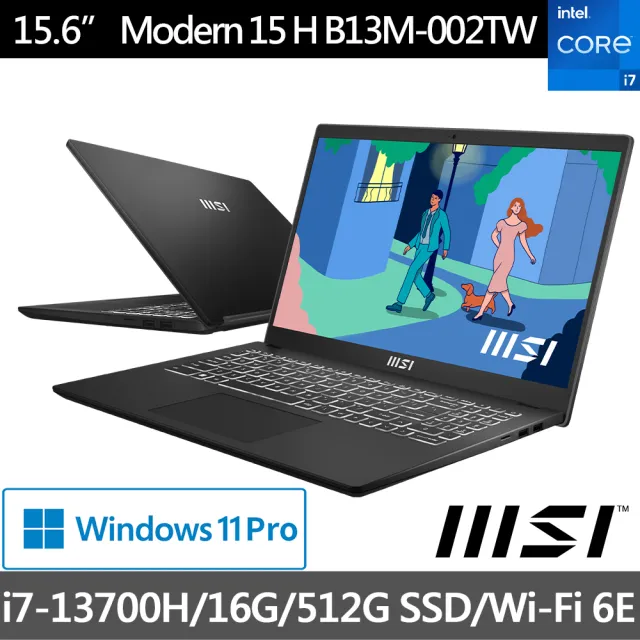 【MSI 微星】15.6吋i7輕薄效能筆電(Modern 15/i7-13700H/16G/512G SSD/W11P/B13M-002TW)