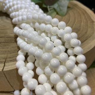 【Cozy 世界水晶原礦與茶】稀缺高白瓷硨磲108顆念珠 6.5mm 44-2(護佑配戴之人平安順遂 安神鎮定)