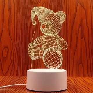 【A-ONE 匯旺】3D雕刻小夜燈 帽子泰迪熊 LED底座 桌面 壓克力擺飾 LED燈