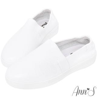 【Ann’S】第二代超軟真牛皮素面抓皺懶人小白鞋(白)