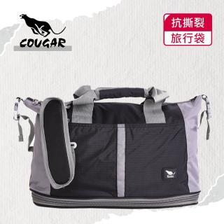 【COUGAR】可加大 可掛行李箱 旅行袋/手提袋/側背袋(7037 黑配灰)
