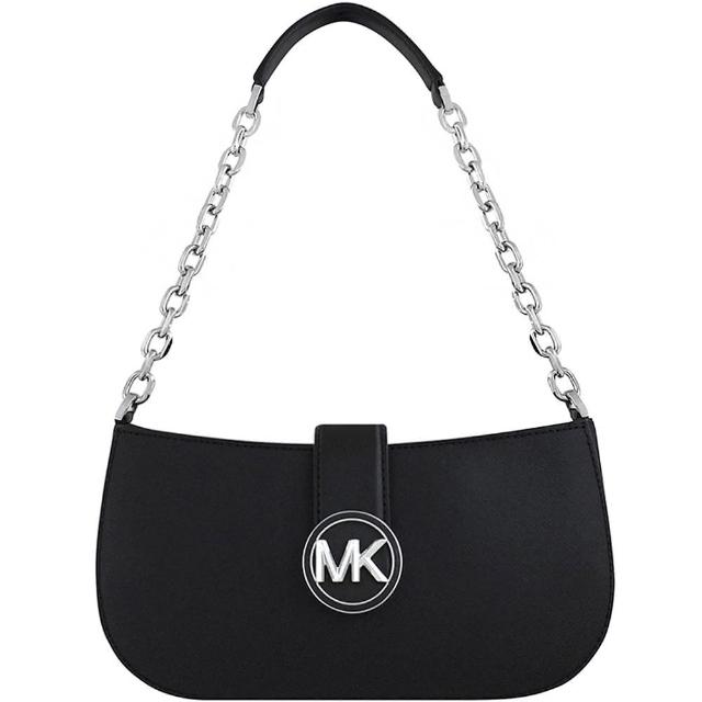 【Michael Kors】Carmen 防刮皮革鍊帶肩背包(黑色)