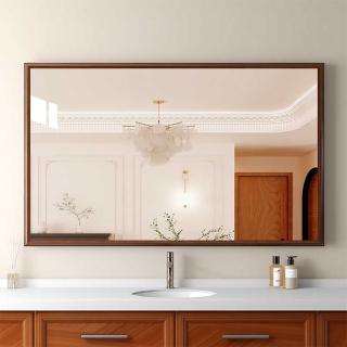 【WOG 窩居】中古實木浴室鏡 長方形玻璃洗漱鏡-60*80cm(浴鏡/壁掛鏡/化妝鏡)